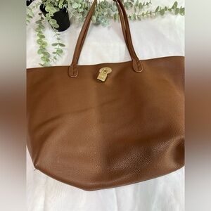 BCBG Paris Pebbled Faux Leather Tote - Brown